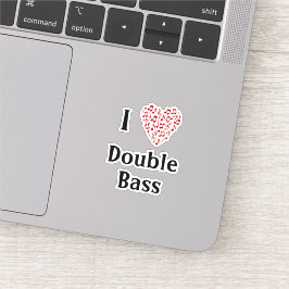 Pegatina Amo el Contrabajo Corazón Rojo de Notas Musicales