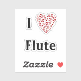 Pegatina Amo el flaute Red Heart of Music Notes Vinyl
