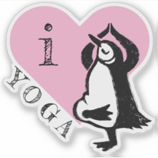 Pegatina Amo el pingüino del yoga