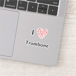 Pegatina Amo el Trombón Corazón Rojo de Notas Musicales Vin