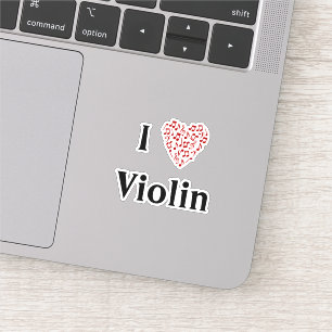 Pegatina Amo el violín Corazón rojo de notas musicales Vini