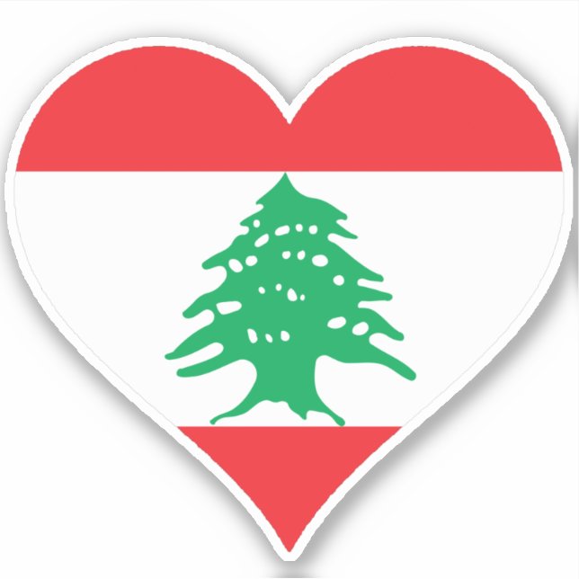 Pegatina Amo la bandera del Líbano (Anverso)