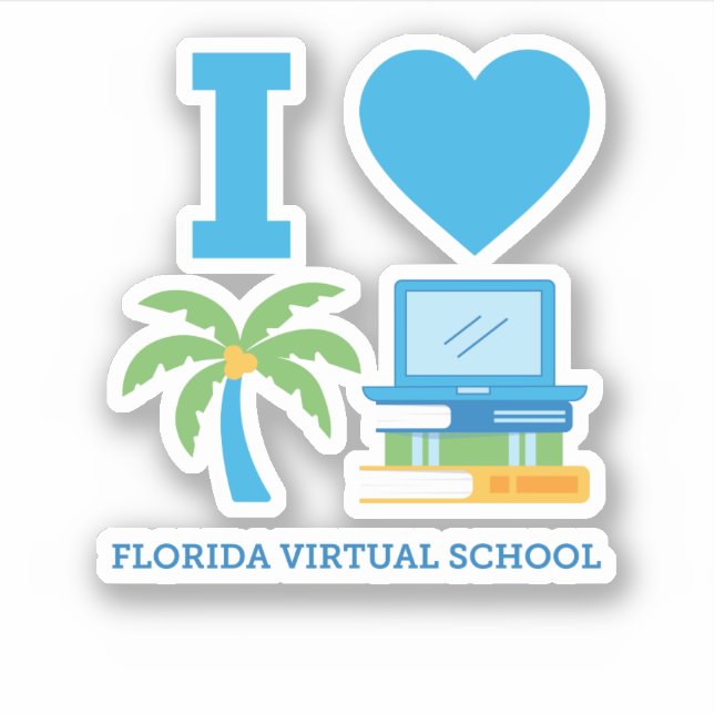 Pegatina Amo la Escuela Virtual de Florida (Anverso)
