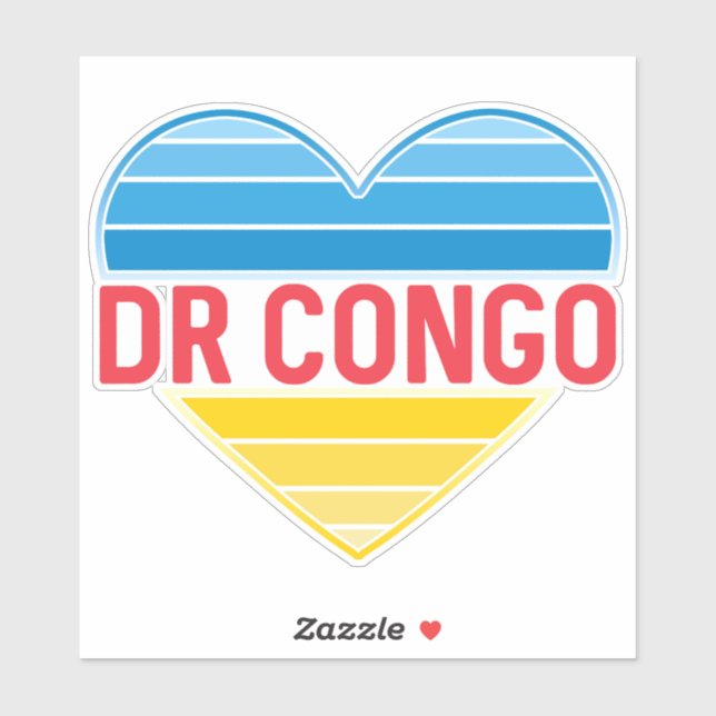 Pegatina Amo la RD Congo, el corazón Congo-Kinshasa (Hoja)