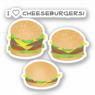 Pegatina Amo las hamburguesas con queso