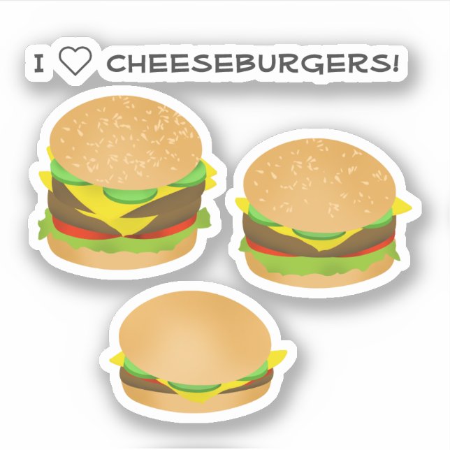 Pegatina Amo las hamburguesas con queso (Anverso)