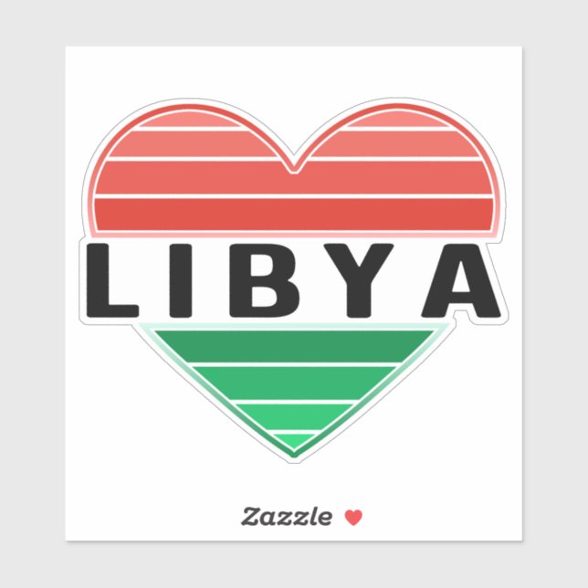 Pegatina Amo Libia, el corazón de Libia (Hoja)
