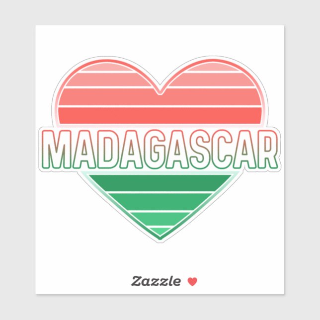Pegatina Amo Madagascar, corazón malgache (Hoja)