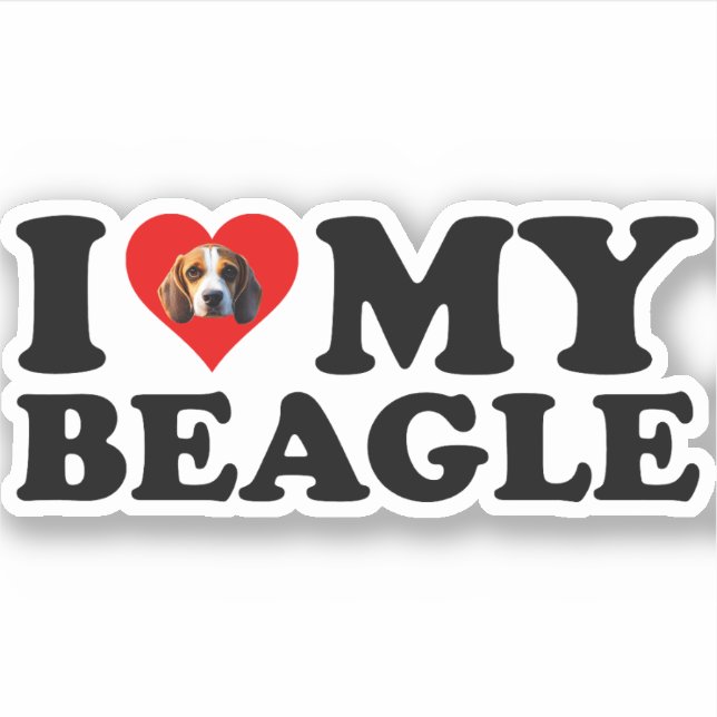 Pegatina Amo Mi Beagle (Anverso)
