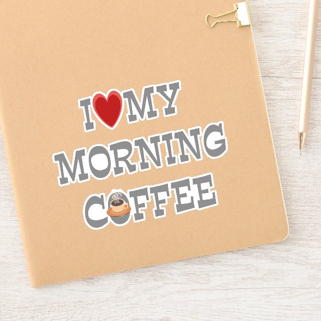 Pegatina Amo Mi Café De La Mañana (Cuaderno)