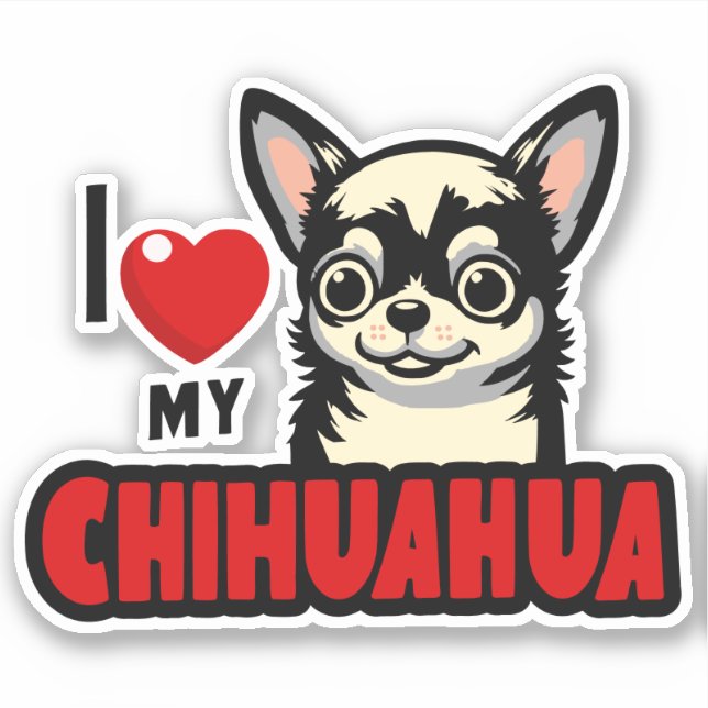 Pegatina Amo mi Chihuahua (Anverso)