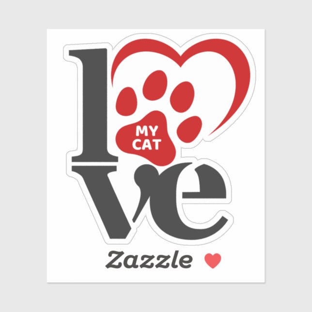 Pegatina Amo Mi Gato (Hoja)