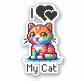 Pegatina Amo Mi Gato | Pixel Art