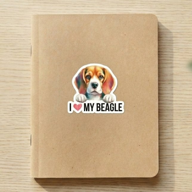 Pegatina Amo mi hueso de perro Beagle (I love my beagle on journal)
