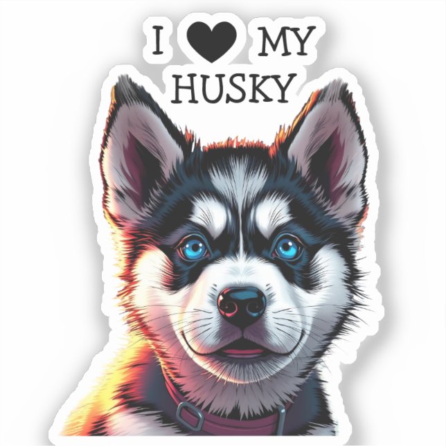Pegatina Amo Mi Husky (Anverso)