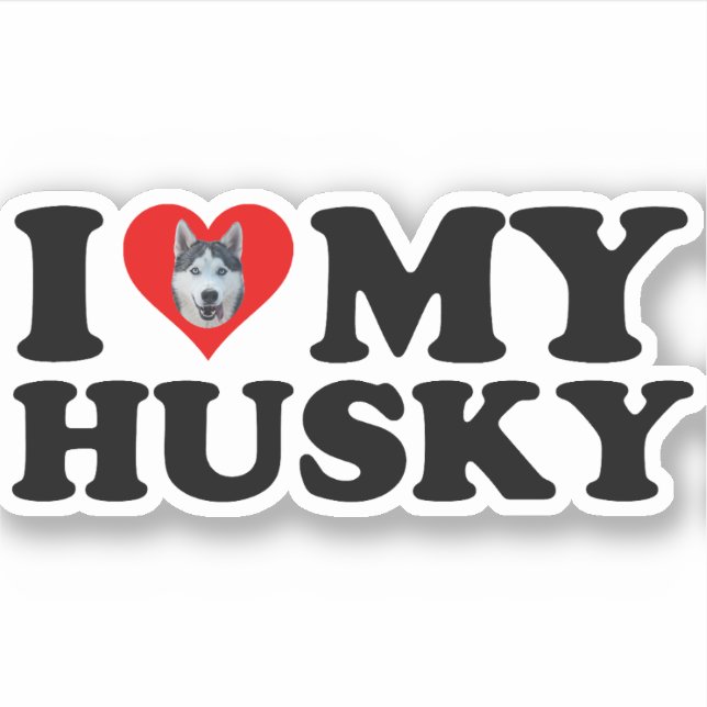 Pegatina Amo Mi Husky (Anverso)