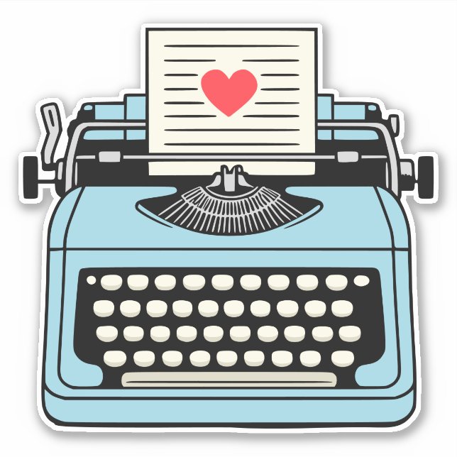 Pegatina Amo mi máquina de escribir (Anverso)