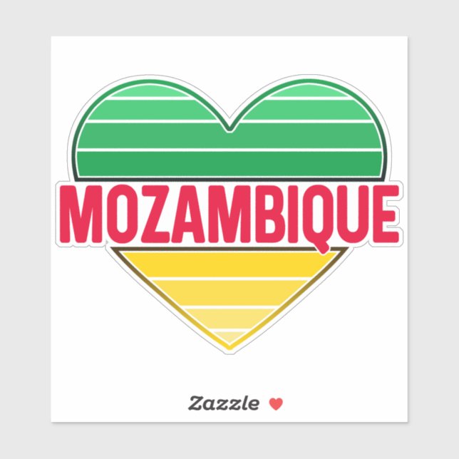 Pegatina Amo Mozambique, el corazón de Mozambique (Hoja)