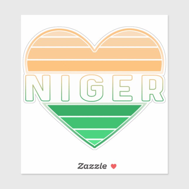 Pegatina Amo Níger, corazón nigerino (Hoja)