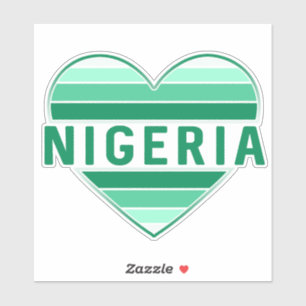 Pegatina Amo Nigeria, corazón nigeriano