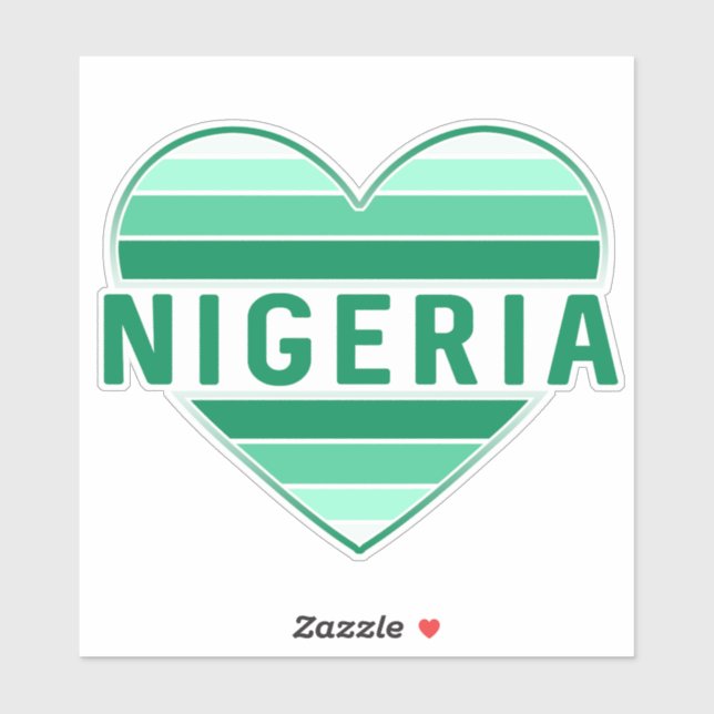 Pegatina Amo Nigeria, corazón nigeriano (Hoja)