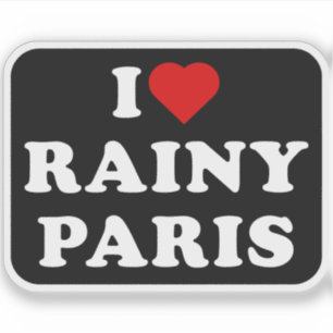 Pegatina Amo París lluvioso