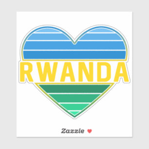Pegatina Amo Ruanda, el corazón ruandés ruandés
