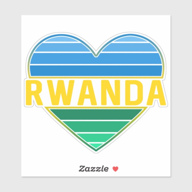 Pegatina Amo Ruanda, el corazón ruandés ruandés (Hoja)