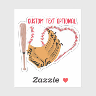 Pegatina Amor al béisbol, guantes y murciélagos