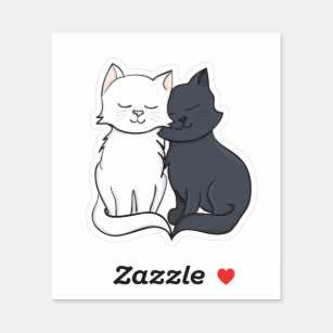 Pegatina Amor al gato negro y blanco Personalizado