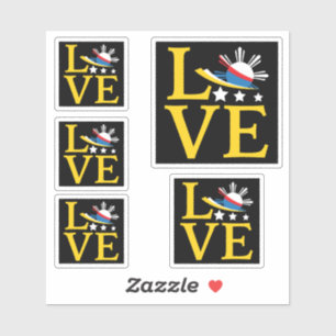 Pegatina Amor - Arte de tipografía con bandera filipina