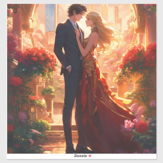 Pegatina "Amor atorado: Romántico Personalizado-Pegatina de (Hoja)