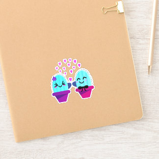 Pegatina amor de cactus kawaii