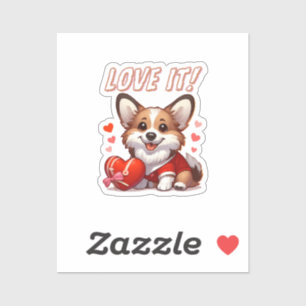 Pegatina Amor de Corgi Adorable