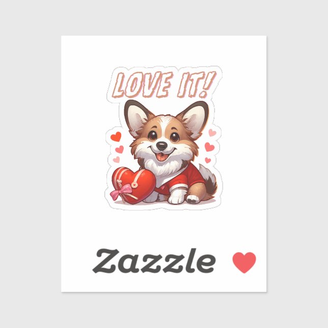 Pegatina Amor de Corgi Adorable (Hoja)