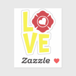 Pegatina AMOR DE INCENDIO con cruz y corazón malteses [FL12