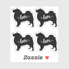 Pegatina Amor de raza de perro esquimal x4 Vinyl