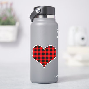 Pegatina Amor de San Valentín rojo y negro con búfalo