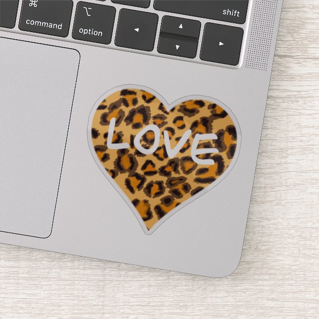 Pegatina Amor | diseño cardiaco de patrón leopardo | chita (Detalle)