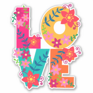 Pegatina AMOR, diseño colorido