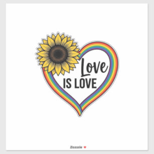 Pegatina Amor Es Amor Girasol Corazón Camiseta Vintage Vect