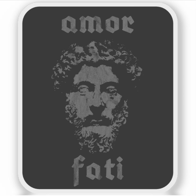 Pegatina Amor Fati - Marcus Aurelius (gris vintage) (Anverso)