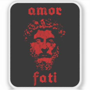 Pegatina Amor Fati - Marcus Aurelius (rojo vintage)