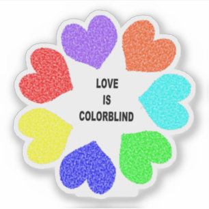 Pegatina Amor interracial Corazón arcoiris modelado