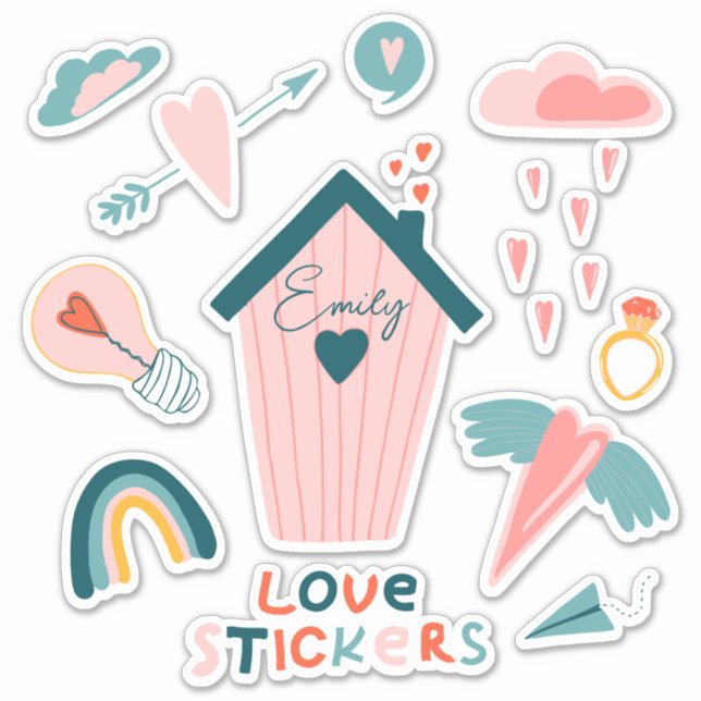 Pegatina Amor personalizado lindo Personalizado-Pegatina de (Anverso)