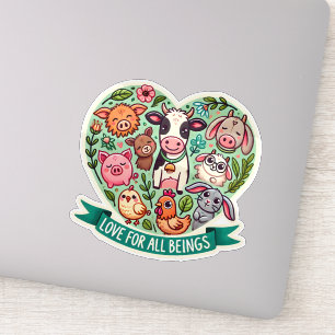 Pegatina Amor Por Todos Los Seres - Diseño Vegan