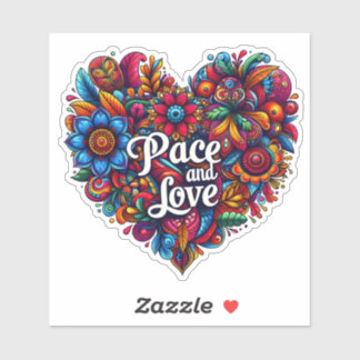 Pegatina Amor y paz en el arte floral