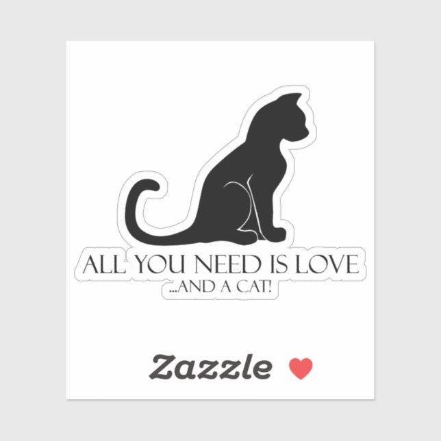 Pegatina Amor y un gato (Hoja)