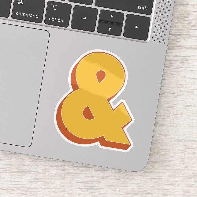 Pegatina Ampersand Label, Bold 3D Type Font & Symbol (Detalle)