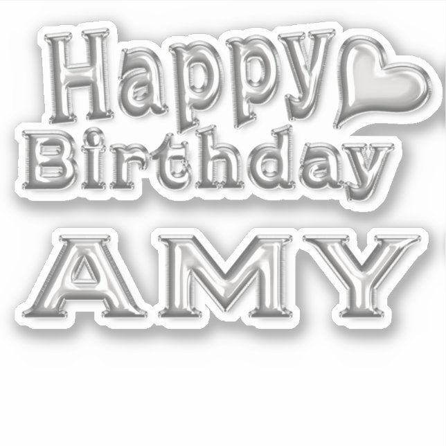 Pegatina Amy Happy Birthday silver Aufkleber Sticker (Anverso)